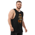 Ember Republic Eat Sleep Rub Repeat Tank Top in black, right front view